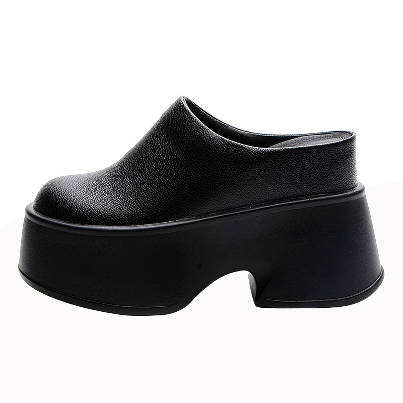 Genuine Leather Open Back Mule - Guipure Lace Panel 评论和价格