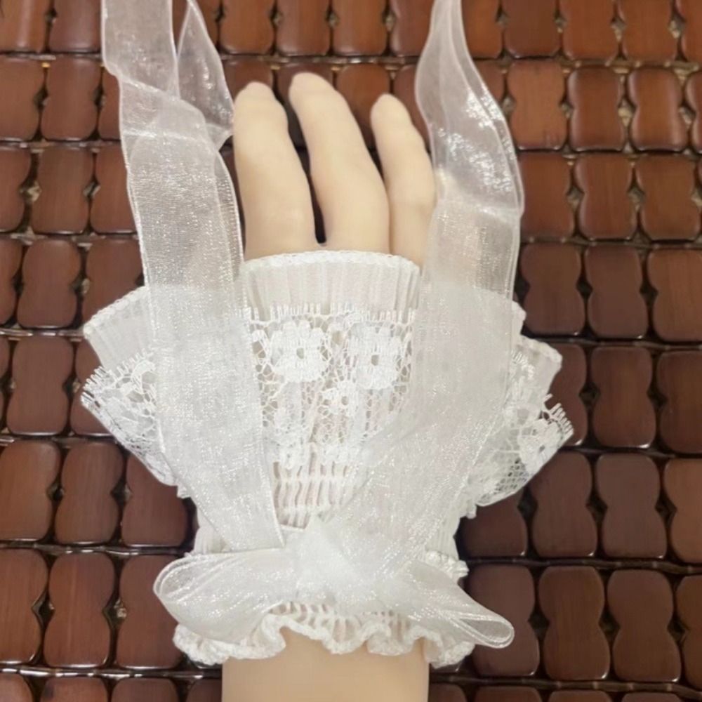 Fashion Lace Lolita Arm Sleeve - Lace Ribbon Trim 评论和价格