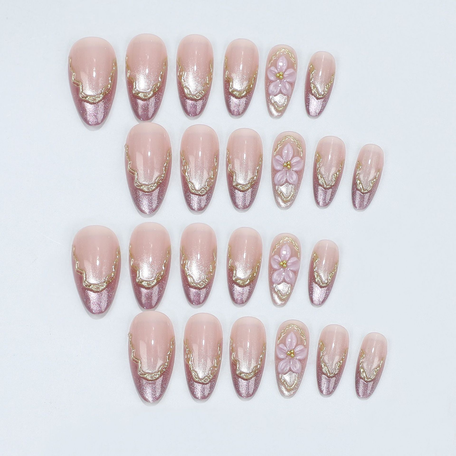 3D Flowers Fake Nails with Glo - Embroidery Embellishments 评论和价格