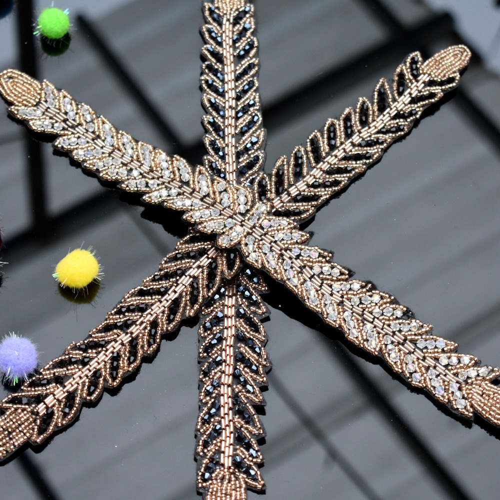 Long leaves leaf handmade appl - Beaded Trim Fringe 评论和价格
