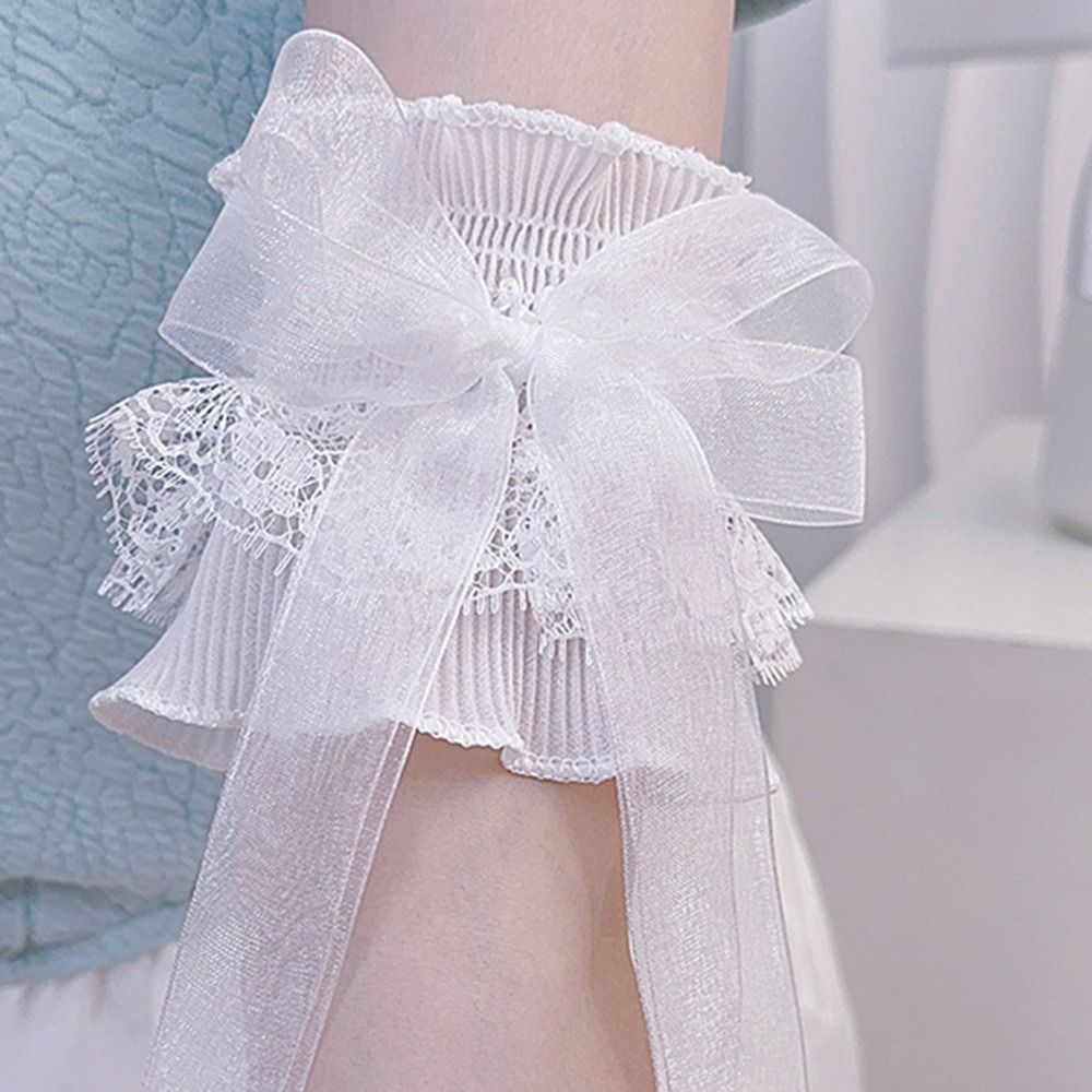 Arm Warmers Bowknot Arm Sleeve - Lace Ribbon Trim 评论和价格