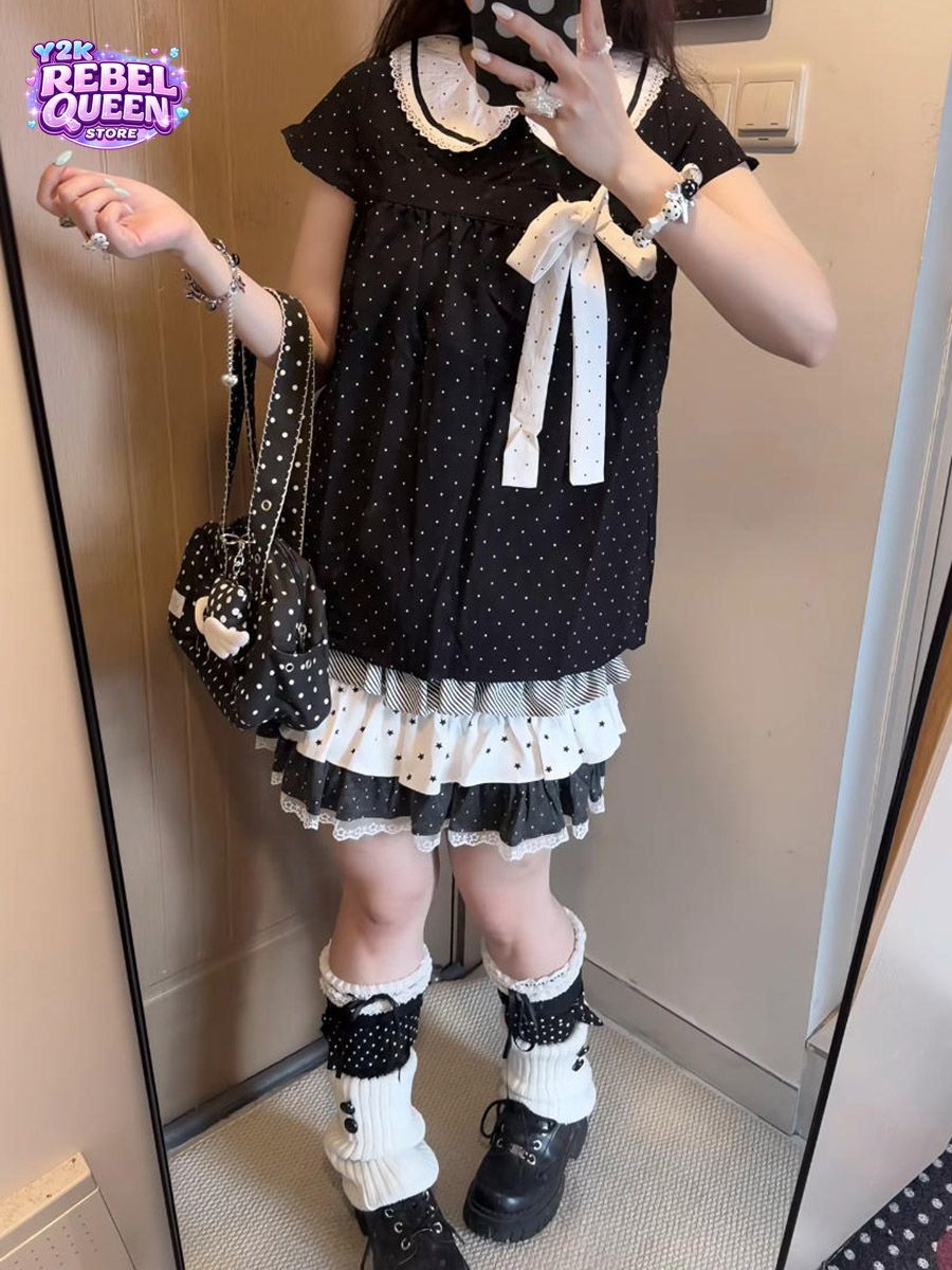 Y2K Kawaii Japanese Polka Dot  - Lace Ribbon Trim 评论和价格