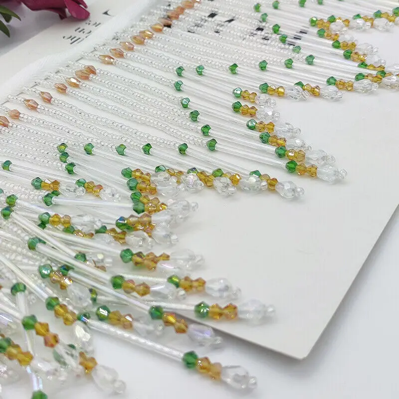 Glass Tube Fringe Tassel 16cm  - Beaded Trim Fringe 评论和价格