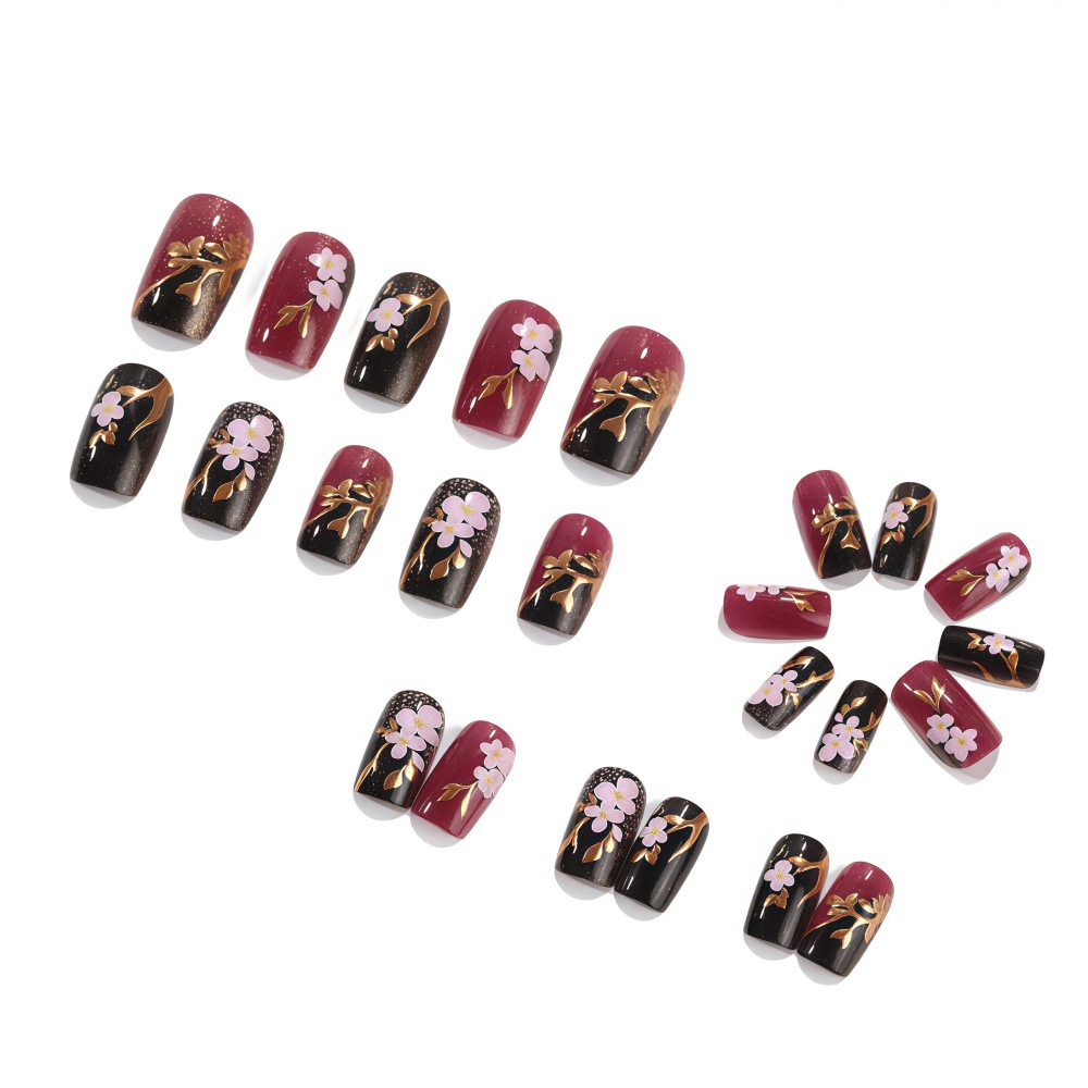 3D golden plated fake nails Me - Embroidery Embellishments 评论和价格