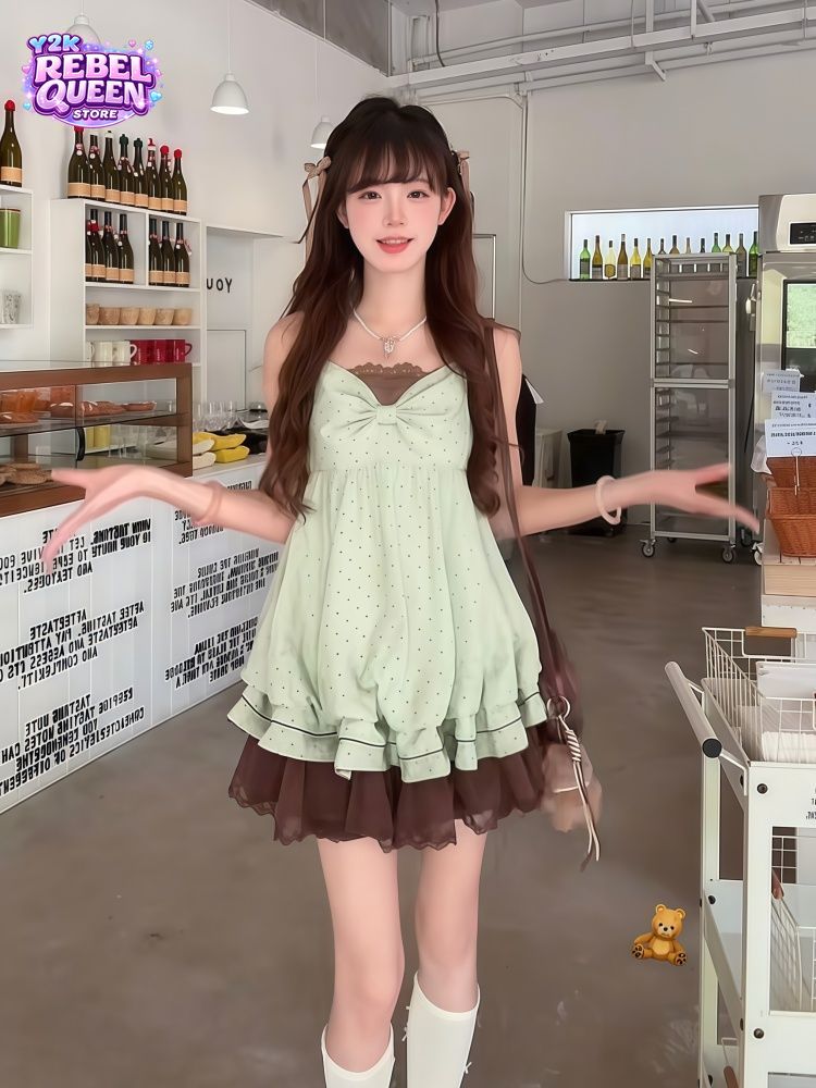 Coquette Sweet Korean Polka Do - Elastic Lace Trim 评论和价格