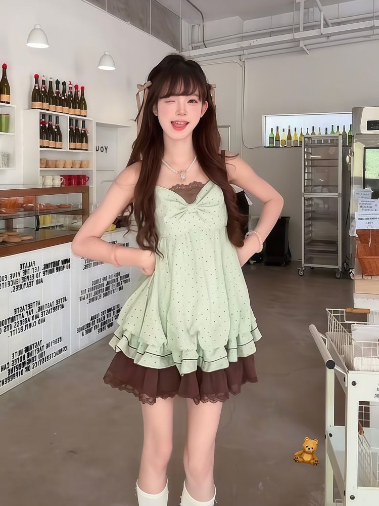 Coquette Sweet Korean Polka Do - Elastic Lace Trim 评论和价格