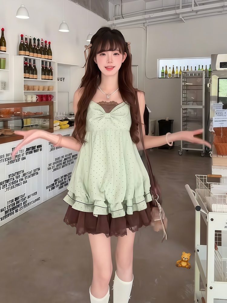 Coquette Sweet Korean Polka Do - Elastic Lace Trim 评论和价格